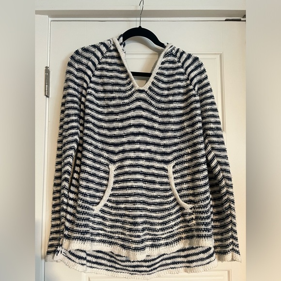 Brandy melville sweater Stripe Hoodie White Beach nautical Pacsun top John Galt - Picture 2 of 4